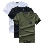 Lot de 3 tee shirt homme manches courtes col v imprim� chouette - blanc / noir / vert