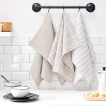 Lot de 3 torchons  carreaux essential nid dabeille - today - beige 50x70 cm