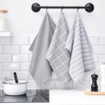 Lot de 3 torchons  carreaux essential nid dabeille - today - gris 50x70 cm