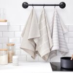 Lot de 3 torchons  carreaux essential - today - beige 50x70 cm