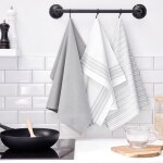 Lot de 3 torchons  rayures essential - today - gris 50x70 cm