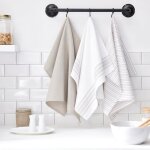 Lot de 3 torchons  rayures essential - today - beige 50x70 cm