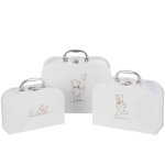 Lot de 3 valises dco enfant ourson 25cm blanc