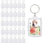 Lot de 30 porte clef photo, 5. 5 * 4cm porte cl photo transparent, porte cle personnalise photo, porte ...