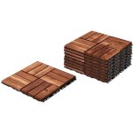 Lot de 33 dalles de terrasse en bois dacacia mosa�que 30x30cm clipsables 3m� balcon jardin ext�rieur ...