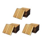 Lot de 36 dalles de terrasses 30x30cm en bois dacacia. motif lin�aire. � lattes. clipsables