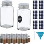 Relaxdays lot de 36 pots � �pices avec entonnoir verres � condiments avec �tiquettes 120 ml verre transparent ...
