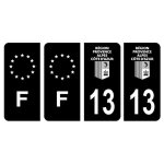 Lot 4 autocollants plaque immatriculation voiture auto d�partement 13 bouches - du - rh�ne logo r�gion ...