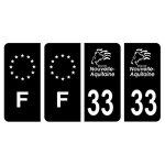 Lot 4 autocollants plaque immatriculation voiture d�partement 33 gironde r�gion nouvelle aquitaine lion ...