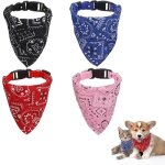 Lot de 4 bandanas pour chienwovte chiens de bandana ajustable foulard triangle bavoirs chien accessoires ...