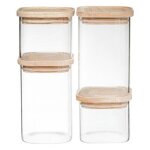 5five - 4 bocaux verre empilables hermet couvercle bois 5five - 4 bocaux verre empilables hermet couvercle bois