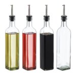 Relaxdays lot de 4 bouteilles avec bec doseur pour huile et vinaigre pour la cuisine 500 ml en verre ...