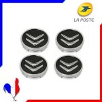 Lot de 4 cache moyeu centre de roue citro�n noir 60mm ms47 fr