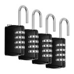 Lot de 4 cadenas 4 chiffres cadenas  code serrure combine impermabiliser noir