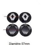 Lot de 4 centre de roue cache moyeu remplacement pour renault 57mm?noir? Lot de 4 centre de roue cache moyeu remplacement pour renault 57mm?noir?