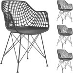 Lot de 4 chaises alicante pour salle � manger ou cuisine design retro avec accoudoirs coque en plastique ...