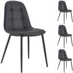 Lot de 4 chaises alvaro pour salle � manger ou cuisine avec 4 pieds en m�tal noir et assise capitonn�e ...