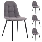 Lot de 4 chaises alvaro pour salle � manger avec 4 pieds en m�tal noir et assise capitonn�e rev�tement ...