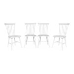 Lot de 4 chaises blanches � barreaux en bois dh�v�a. romie. l 50. 8 x p 44. 2 x h 90cm