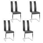 Lot de 4 chaises contemporaines jeobest pia en simili noir et blanc avec pieds en m�tal