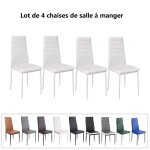 Lot de 4 chaise de cuisine - willonin - sige et dossier en similicuir - pieds robuste en mtal