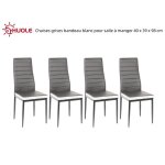 Gulovej - lot de 4 chaises huole grises bandeau blanc pour salle � manger 40 x 39 x 98 cm