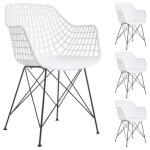 Lot de 4 chaises alicante pour salle � manger ou cuisine design retro avec accoudoirs coque plastique ...