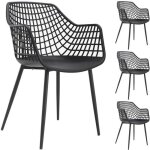 Lot de 4 chaises lucia pour salle � manger ou cuisine au design retro avec accoudoirs coque en plastique ...