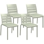 Chaises de jardin - outsunny - lot de 4 bistro empilables assise dossier � lattes - m�tal - 42x54x78cm ...