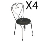 Lot de 4 chaises de jardin empilables en fer forgé noir - longueur 41 x profondeur 52 x hatuteur 89 cm ... Lot de 4 chaises de jardin empilables en fer forgé noir - longueur 41 x profondeur 52 x hatuteur 89 cm ...