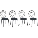 Lot de 4 chaises de jardin en fer forg� - guermantes - gris anthracite - 4 personnes - ext�rieur