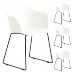 Lot de 4 chaises de jardin foro fauteuil dext�rieur en plastique blanc r�sistant aux uv et pieds en m�tal ...