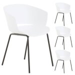 Lot de 4 chaises de jardin nivel fauteuil dext�rieur en plastique blanc r�sistant aux uv et pieds en ...