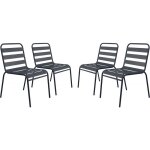 Lot de 4 chaises de jardin en m�tal empilables bilbao - gris