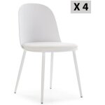 Lot de 4 chaises kana blanches pieds en m�tal et assise rembourr�e