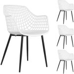 Lot de 4 chaises lucia pour salle � manger ou cuisine au design retro avec accoudoirs coque en plastique ...