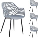 Lot de 4 chaises lucia pour salle � manger ou cuisine au design retro avec accoudoirs coque en plastique ...