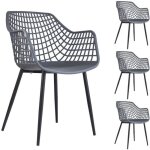 Lot de 4 chaises lucia pour salle � manger ou cuisine au design retro avec accoudoirs coque en plastique ...