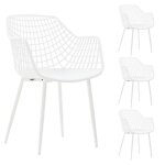 Lot de 4 chaises lucia pour salle � manger ou cuisine au design retro en plastique blanc et 4 pieds en ...