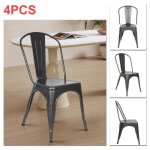 Lot de 4 chaises en m�tal gris fonc� style industriel xuanyu