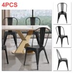 Lot de 4 chaises en m�tal noir mat style industriel xuanyu