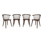 Lot de 4 chaises noyer � barreaux en bois et contreplaqu�. paula. l 51 x p 53 x h 75cm