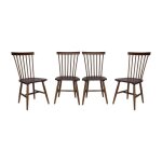 Lot de 4 chaises noyer � barreaux en bois dh�v�a. romie. l 50. 8 x p 44. 2 x h 90cm.