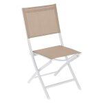 Lot de 4 chaises de jardin pliantes essentia lin & blanc en aluminium trait� �poxy - hesp�ride