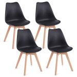 Lot de 4 chaises de salle � manger abby style scandinave design nordique pi�tement bois massif si�ge ...