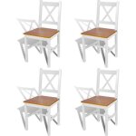 Lot de 4 chaise de salle � manger bois blanc et couleur naturelle