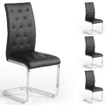 Lot de 4 chaises de salle � manger chloe avec assise capitonn�e et pi�tement chrom� rev�tement en synth�tique ...