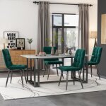 Lot de 4 chaises de salle  manger rembourres en lin - vert fonc - chaise de cuisine - style scandinave ...