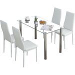 Lot de 4 chaises de salle � manger en simili chaise de cuisinecuir artificiel style contemporain blanc ...
