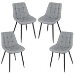 Lot de 4 chaise de salle � manger en simili et m�tal willonin� dossier ergonomique � carr� cuir artificiel ...